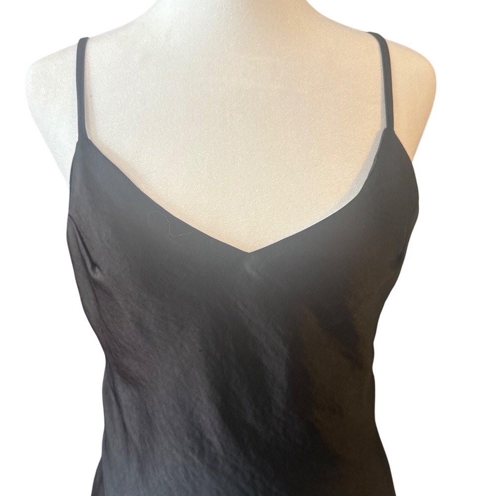 Oak + Fort Black Satin V-Neck Midi Slip Dress luxury high end money Medium - Picture 12 of 15